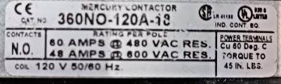 MDI 360N0-120A-18 Mercury Displacement Relay