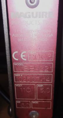 Maguire 200 Series data plate