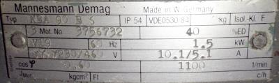 Mannesmann Demag KBA 90 B 6 Motor label