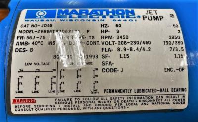 Marathon Electric J046 ZVB56T34D5353A-P Jet Pump