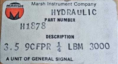 Hydraulic PSI Gauge Box Data View Marsh Instrument Company H1878 Hydraulic Gauge