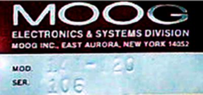 Moog 141-120 Parison Programmer label