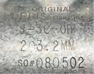 Coupling Data Plate View Morris 8-3C-OD Coupling