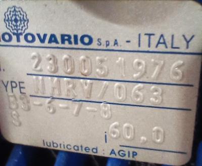 Motovario NMRV/063 Gear Reducer data plate