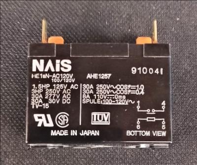 Relay Data Plate View Nais AHE1257 120v Relay