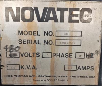 Controller Data Plate View Novatec RRB 1.5 HP Blower