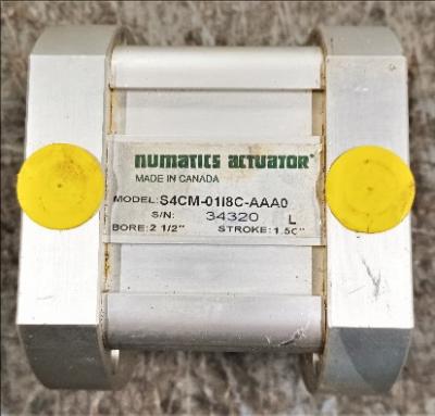 Actuator Cylinder Data Plate View Numatics S4CM-01I8C-AAA10 Actuator Cylinder