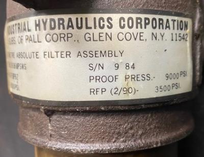 Pall HZ9801B16UPSWS Ultipor 2 Micrometre Absolute Hydraulic Filter Assembly