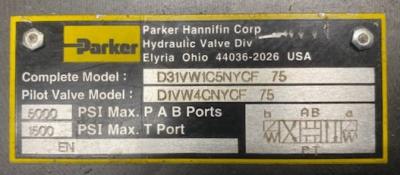Parker D31VW1C5NYCF 75 Hydraulic Valve