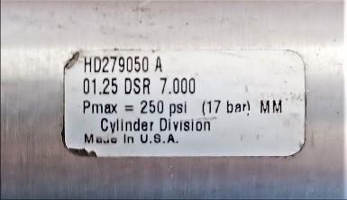 Data Plate View Parker HD279050-A Pneumatic Cylinder