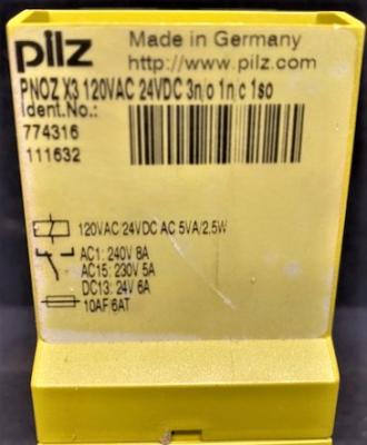 Pilz PNOZ-X3-120VAC-24VDC Safety Relay