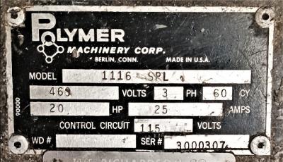 Grinder Data Plate View Polymer 20 HP Grinder