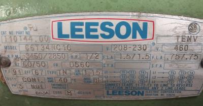 Powertec Leeson Drive motor tag