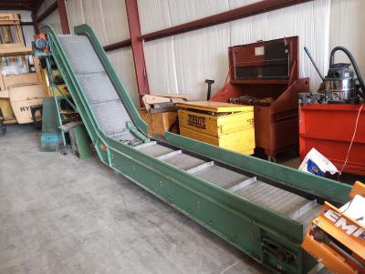 Roach 18' flat to incline grinder feed conveyor side view 