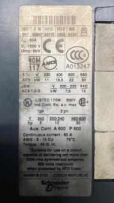 Schneider Electric-Telemecanique LC1D4011 Contactor with LR2D3555 Overload Relay