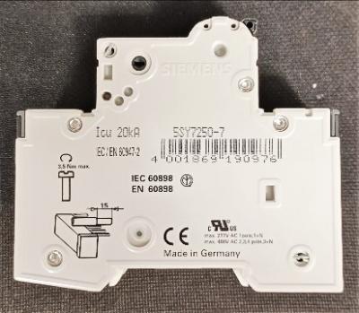 Data Plate View Siemens 5SY7250-7 Supplementary Protector