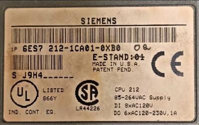 CPU Controller Data Plate View Siemens 6ES7-212-1CA01-0XB0 CPU Controller