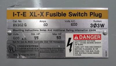 Siemens Cat No. RV362G I-T-E XL-X Fusible Switch