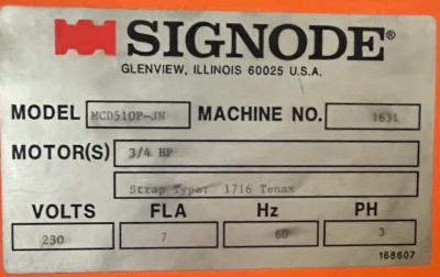 Signode Strapping Machine data tag