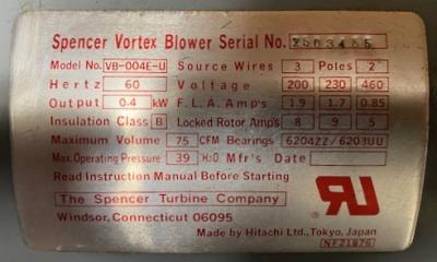 Spencer VB-004E-U Vortex Blower