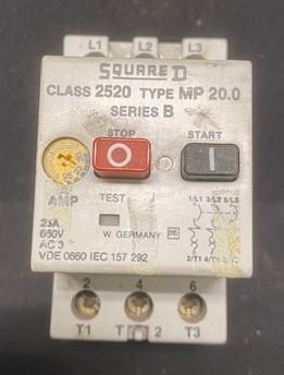 Square D Class 2520 Type MP 20.0 Series B Manual Starter/Stopper