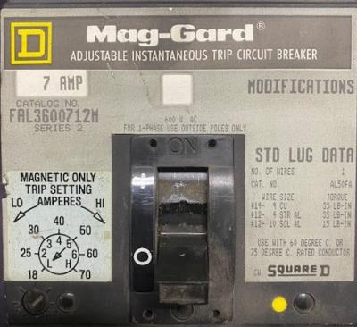 Square D FAL3600712M Mag-Gard 7-Amp Circuit Breaker