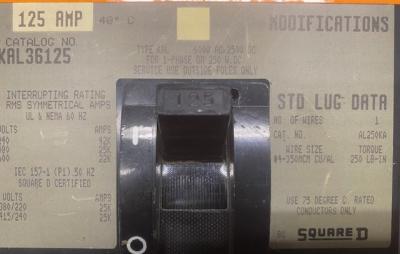 Square D KAL36125 125A Frame Type Circuit Breaker