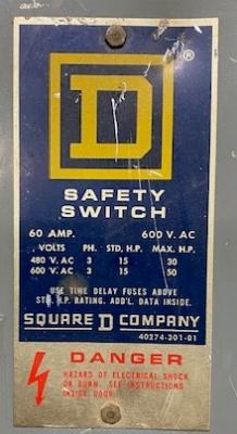Square D Unknown Model Enclosed Safety Switch