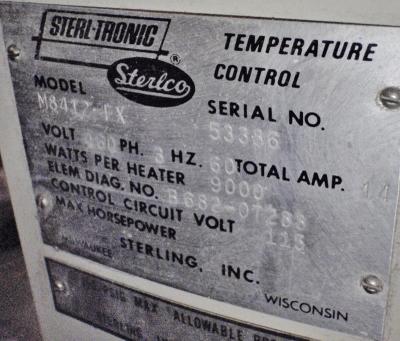 Sterlco M8412-FX 9kw water thermolator tag
