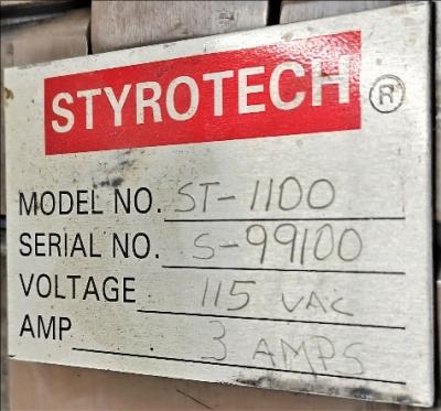 Sleeve Labeler Data Plate View Styrotech ST-1100 Sleeve Labeler