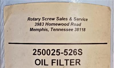 Oil Filter Data Plate View Sullair 250025-526S Oil Filter