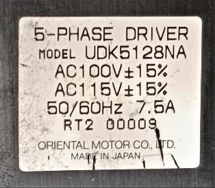 5 Phase Driver Data Plate View Super Vexta UDK5128NA 5-Phase Driver