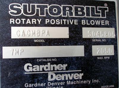  Sutorbilt Rotary Positive Blower GAGMBPA plate