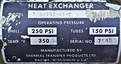 Heat Exchanger Thermal Transfer B-703-A4-T Heat Exchanger