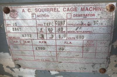 US Motors SC 460V 30 HP A.C. Squirrel Cage Machine Motor