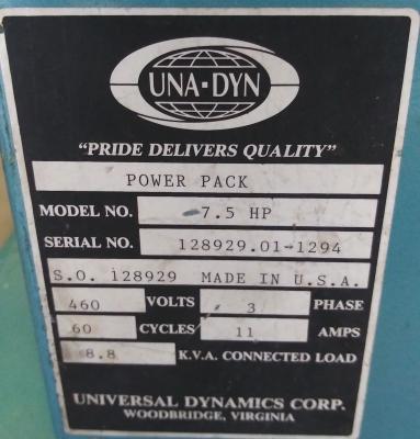 Una-Dyn Vacuum Pump Data Plate