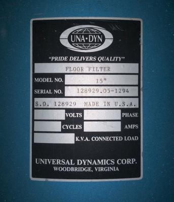 Una-Dyn Model 15" Vacuum filter canister