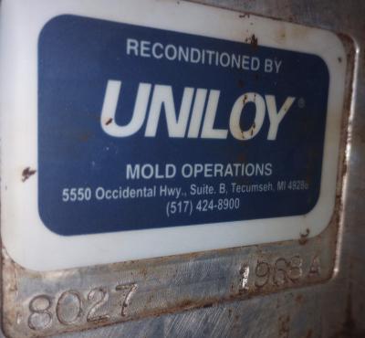 Uniloy 8027 Dairy Gallon Blow Molds data tag