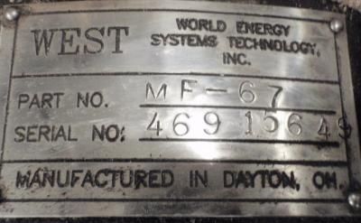 WEST Hydraulic drive motor MF-67 data plate