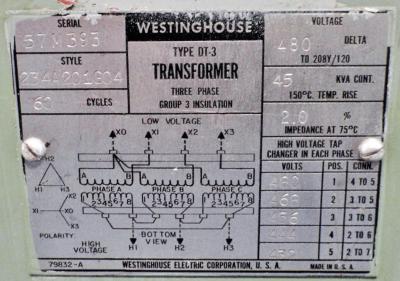 WESTINGHOUSE Transformer 234A201G04