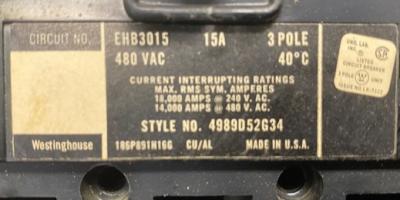 Westinghouse EHB3015 15-Amp Circuit Breaker