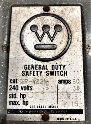 Westinghouse Electric Corporation GF-422N Fusible Enclosed Safety Switch