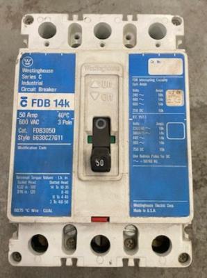 Westinghouse FDB-14K Series C FDB3050 Industrical Circuit Breaker