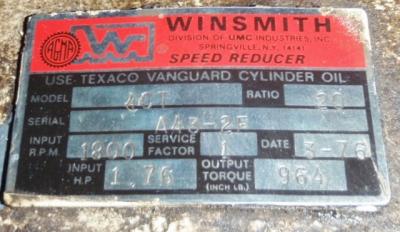 Winsmith 4CT Speed Reducer Gearbox